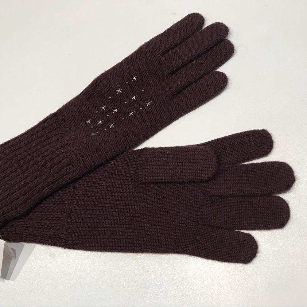🍏🍏🍏 NWT COACH Burgundy 100% Merino Wool Stars Studded Long Sleeves, M/L
